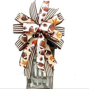 Handmade Football Wreath Bow